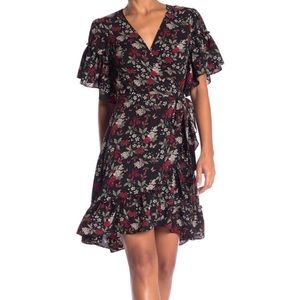 Max Studio Ruffled Floral Wrap Dress